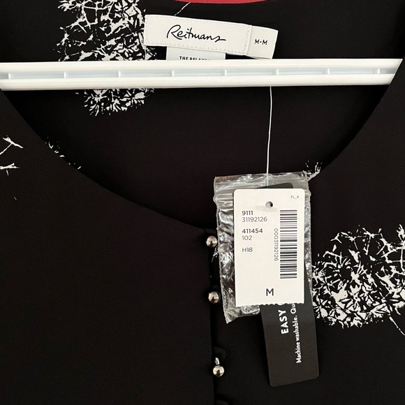 Reitman’s NWT Sleeveless Top Dandelion Print Black and White Relaxed Fit Medium - Picture 4 of 5